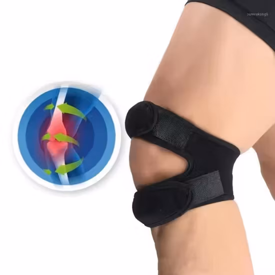 Supporto per ginocchio rotuleo regolabile con cinturino a pressione